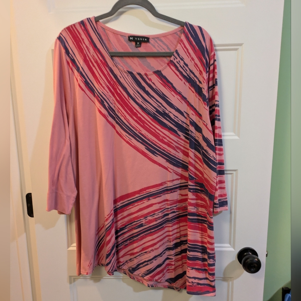 N Touch Pink Multi-Stripe Tunic Top